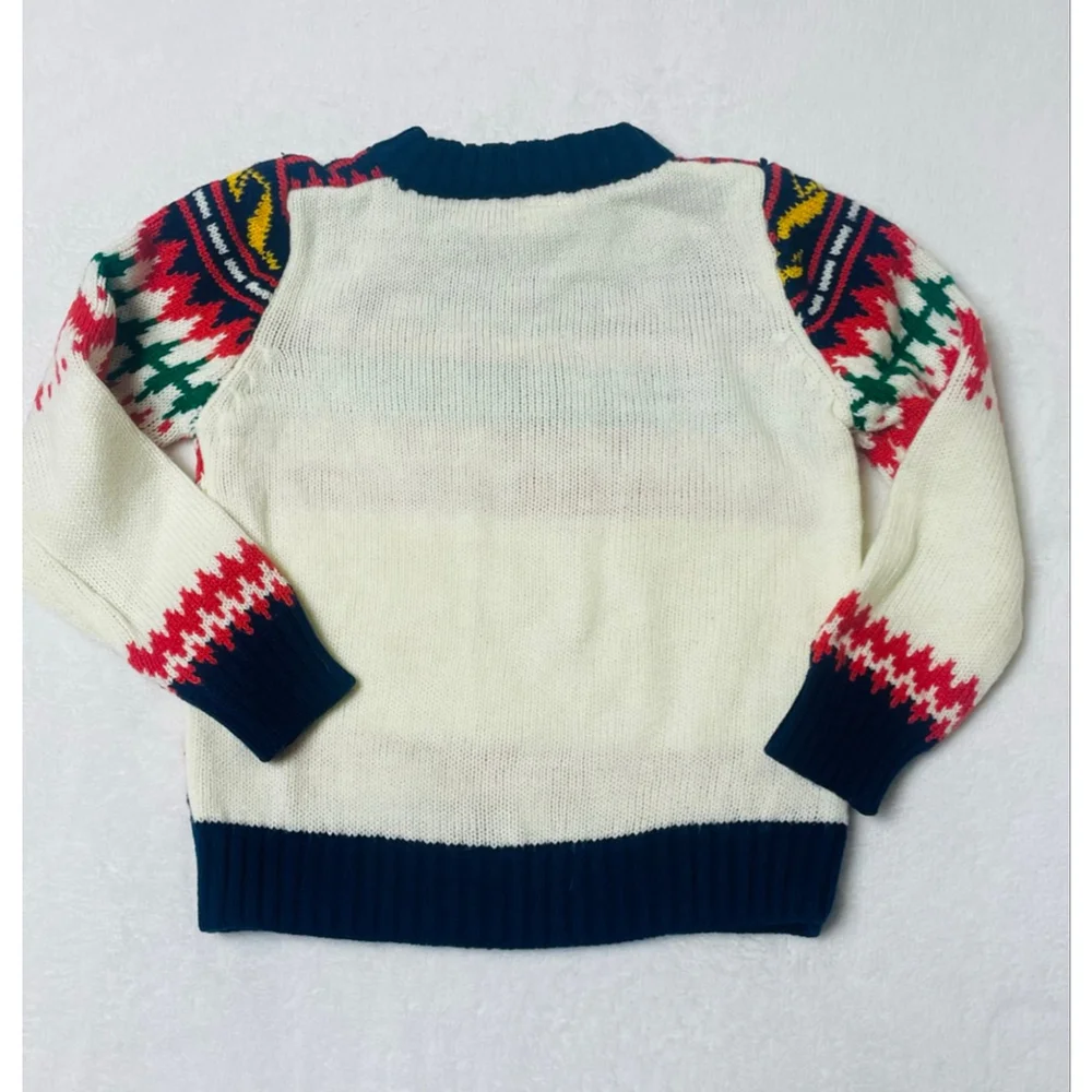 Boys' Unbranded Fair Isle Sweater size 4/5 White Red Green